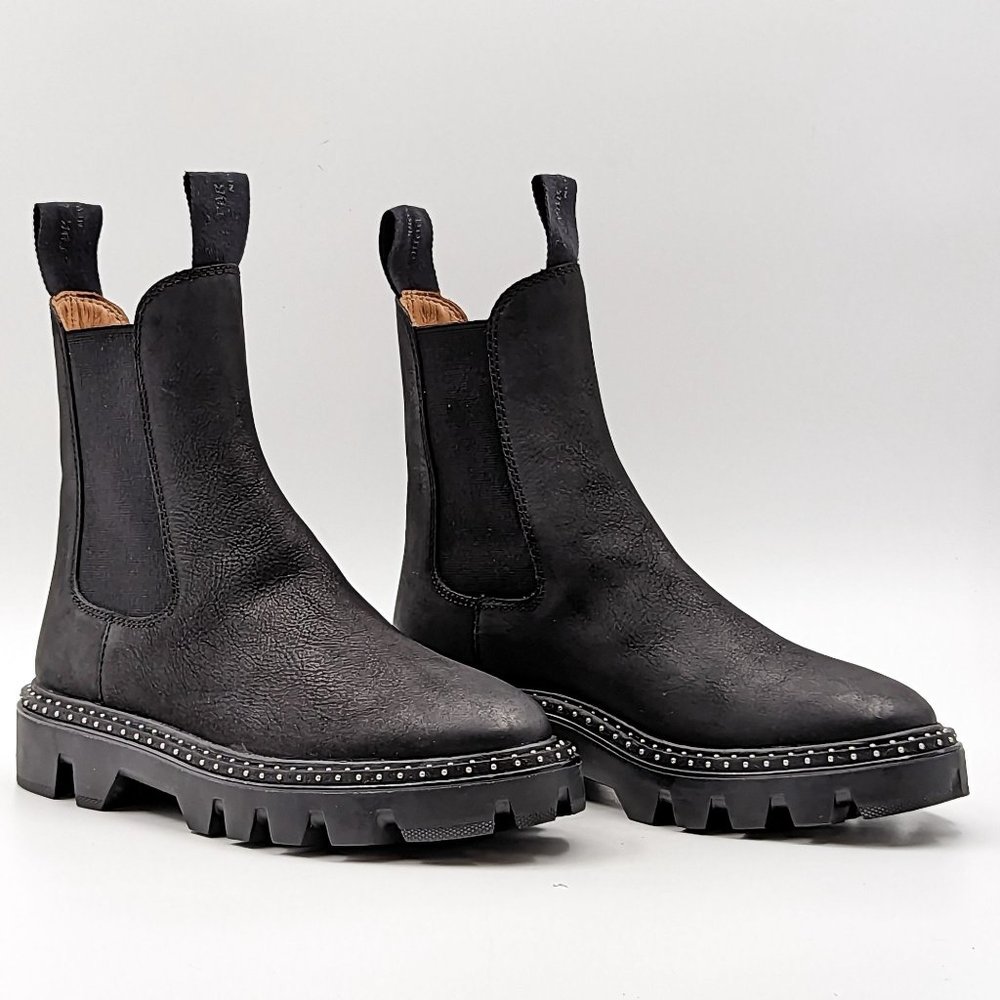 Rag&Bone Women Quest Studded Black Leather Chelsea Boots size 6 EUR36